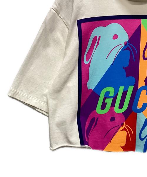 GUCCI（グッチ）GUCCI (グッチ) カットオフクロップドTシャツ ホワイト サイズ:XSの古着・服飾アイテム