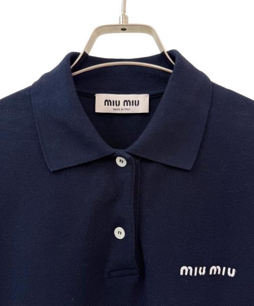 MIU MIU（ミュウミュウ）MIU MIU (ミュウミュウ) コットンピケ ポロシャツ ネイビー サイズ:XSの古着・服飾アイテム
