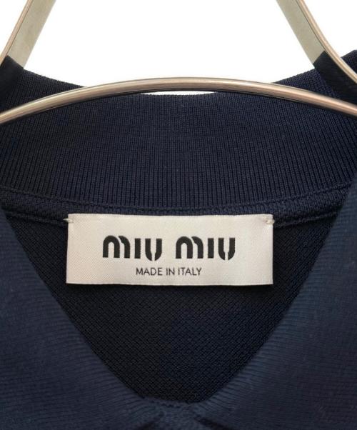 MIU MIU（ミュウミュウ）MIU MIU (ミュウミュウ) コットンピケ ポロシャツ ネイビー サイズ:XSの古着・服飾アイテム
