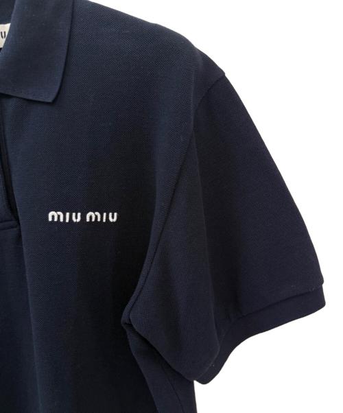 MIU MIU（ミュウミュウ）MIU MIU (ミュウミュウ) コットンピケ ポロシャツ ネイビー サイズ:XSの古着・服飾アイテム