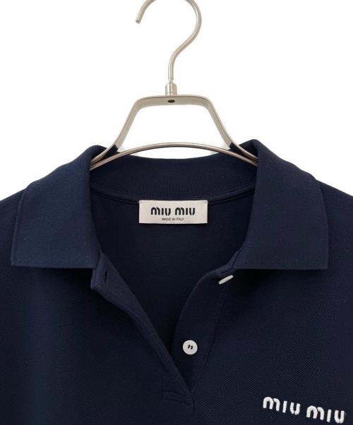 MIU MIU（ミュウミュウ）MIU MIU (ミュウミュウ) コットンピケ ポロシャツ ネイビー サイズ:XSの古着・服飾アイテム