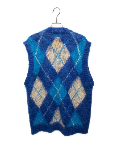 MARNI（マルニ）MARNI (マルニ) FUZZY WUZZY MOHAIR/アーガイルモヘアニットベスト ブルー サイズ:46の古着・服飾アイテム
