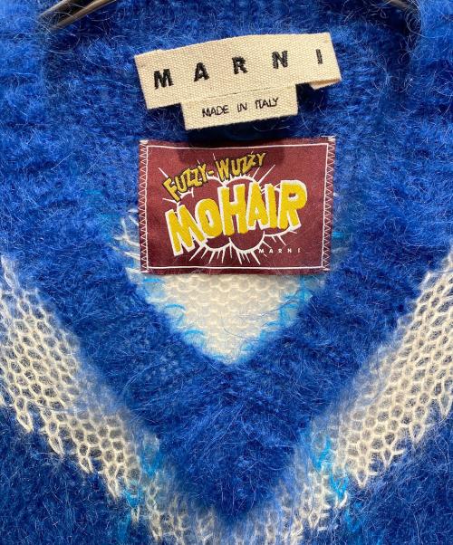 MARNI（マルニ）MARNI (マルニ) FUZZY WUZZY MOHAIR/アーガイルモヘアニットベスト ブルー サイズ:46の古着・服飾アイテム