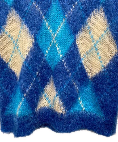MARNI（マルニ）MARNI (マルニ) FUZZY WUZZY MOHAIR/アーガイルモヘアニットベスト ブルー サイズ:46の古着・服飾アイテム