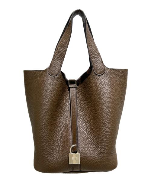 HERMES（エルメス）HERMES (エルメス) ピコタンロックMM/トリヨンクレマンス/☐Q刻印:2013年/シルバー金具 カカオ サイズ:MMの古着・服飾アイテム
