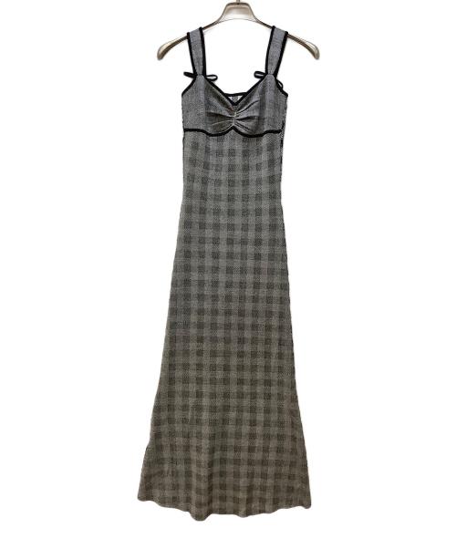 darich（ダーリッチ）darich (ダーリッチ) ギンガムジャガードニットロングワンピース ブラック サイズ:Freeの古着・服飾アイテム