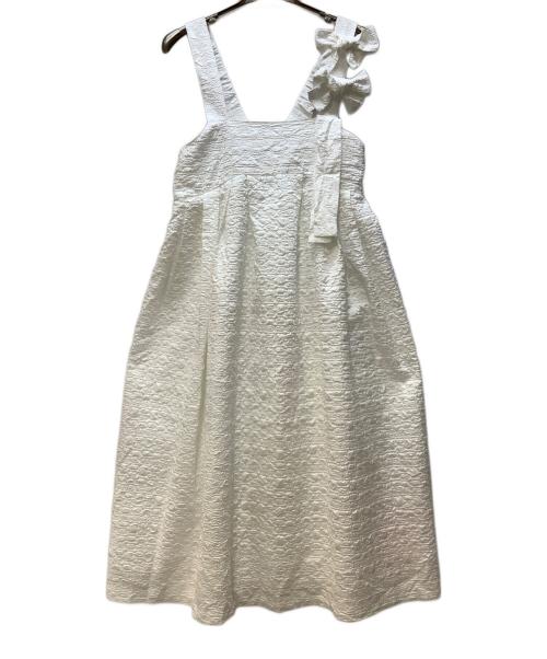 JNHearts（ジェイエヌハーツ）JNHearts (ジェイエヌハーツ) ジャガード リボン ワンピース ホワイト サイズ:Freeの古着・服飾アイテム