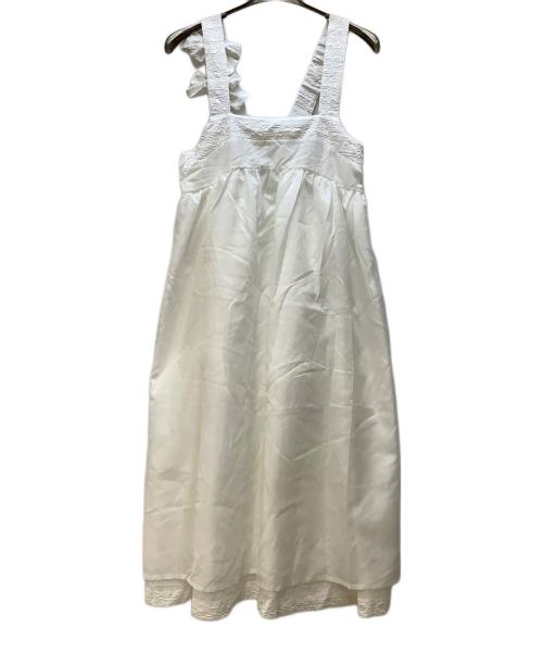 JNHearts（ジェイエヌハーツ）JNHearts (ジェイエヌハーツ) ジャガード リボン ワンピース ホワイト サイズ:Freeの古着・服飾アイテム