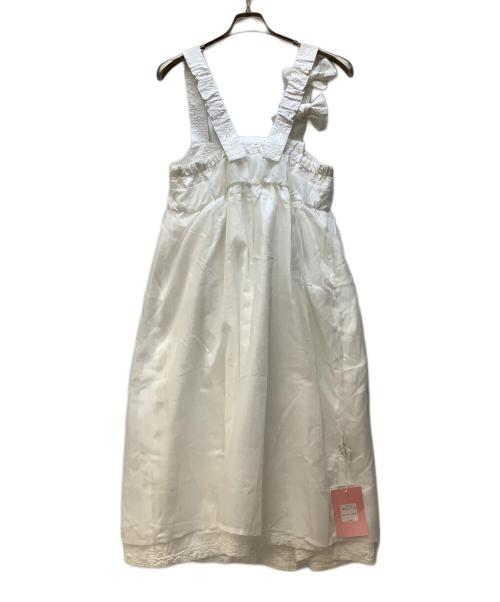 JNHearts（ジェイエヌハーツ）JNHearts (ジェイエヌハーツ) ジャガード リボン ワンピース ホワイト サイズ:Freeの古着・服飾アイテム