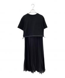 sacai（サカイ）の古着「Cotton Jersey x Satin Dress」｜ブラック