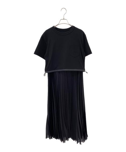 sacai（サカイ）sacai (サカイ) Cotton Jersey x Satin Dress ブラック サイズ:2の古着・服飾アイテム