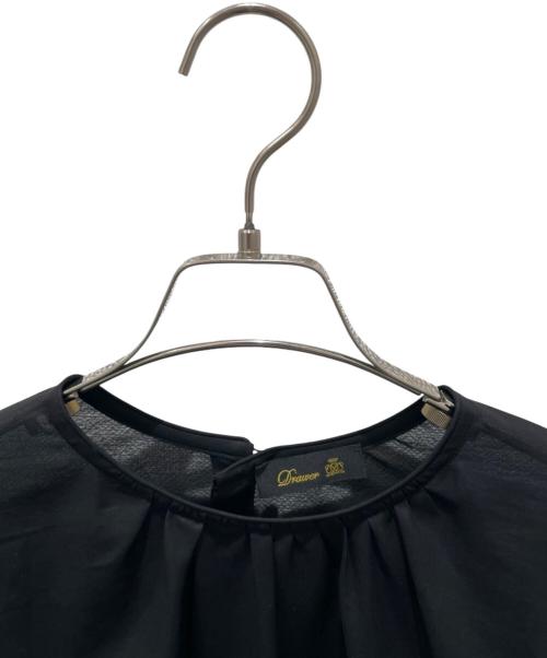 DRAWER（ドゥロワー）DRAWER (ドゥロワー) シアー コットン パフスリーブ ブラウス ブラック サイズ:FREEの古着・服飾アイテム