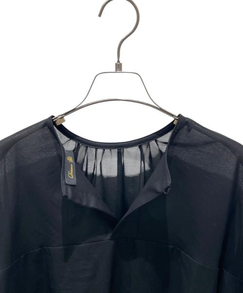 DRAWER（ドゥロワー）DRAWER (ドゥロワー) シアー コットン パフスリーブ ブラウス ブラック サイズ:FREEの古着・服飾アイテム