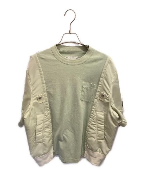 sacai（サカイ）sacai (サカイ) Nylon Twill Cotton Jersey T-Shirt グリーン サイズ:1の古着・服飾アイテム