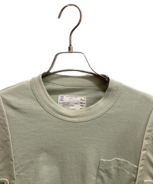 sacai（サカイ）sacai (サカイ) Nylon Twill Cotton Jersey T-Shirt グリーン サイズ:1の古着・服飾アイテム