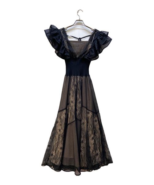 Snidel（スナイデル）Snidel (スナイデル) レースボリュームワンピース ブラックの古着・服飾アイテム