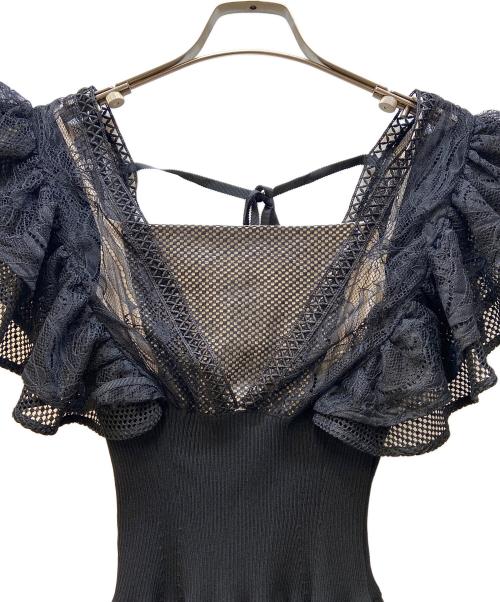 Snidel（スナイデル）Snidel (スナイデル) レースボリュームワンピース ブラックの古着・服飾アイテム