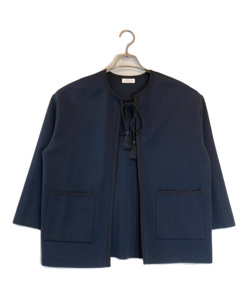 BALLSEY（ボールジィ）BALLSEY (ボールジィ) アセテートナイロンミラノリブクルーネックカーディガン ネイビー サイズ:Sの古着・服飾アイテム