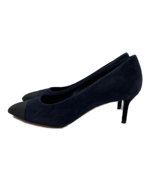 CHANEL（シャネル）CHANEL (シャネル) ココマークヒールポインテッドパンプス ネイビー サイズ:SIZE 37Cの古着・服飾アイテム