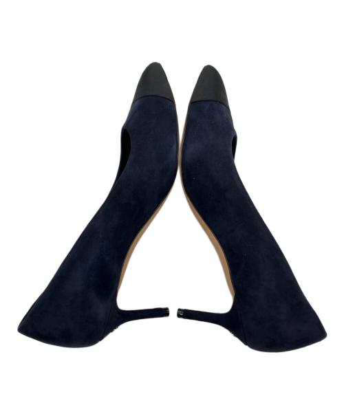 CHANEL（シャネル）CHANEL (シャネル) ココマークヒールポインテッドパンプス ネイビー サイズ:SIZE 37Cの古着・服飾アイテム