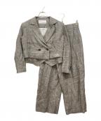 Whim Gazetteウィムガゼット）の古着「リネングレンチェックジャケットセット」｜グレー