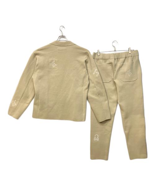 MARK&LONA（マークアンドロナ）MARK&LONA (マークアンドロナ) グリッドライン ストレッチ ニット ブレーザー/パンツセット ベージュ サイズ:SIZE　48の古着・服飾アイテム