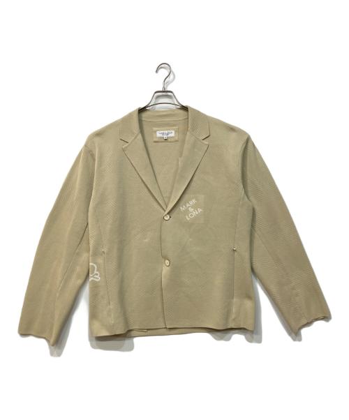 MARK&LONA（マークアンドロナ）MARK&LONA (マークアンドロナ) グリッドライン ストレッチ ニット ブレーザー/パンツセット ベージュ サイズ:SIZE　48の古着・服飾アイテム