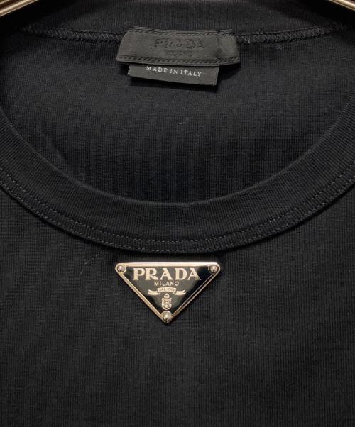 PRADA（プラダ）PRADA (プラダ) ライアングルロゴ 半袖Tシャツ 24SS ブラック サイズ:Mの古着・服飾アイテム