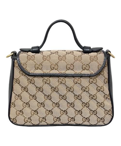 GUCCI（グッチ）GUCCI (グッチ) 〔GGマーモント〕2Way ミニ トップハンドルバッグ ベージュ×ブラックの古着・服飾アイテム