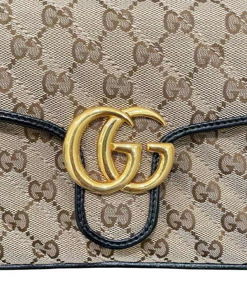 GUCCI（グッチ）GUCCI (グッチ) 〔GGマーモント〕2Way ミニ トップハンドルバッグ ベージュ×ブラックの古着・服飾アイテム