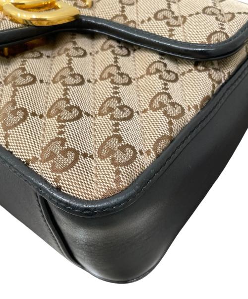 GUCCI（グッチ）GUCCI (グッチ) 〔GGマーモント〕2Way ミニ トップハンドルバッグ ベージュ×ブラックの古着・服飾アイテム