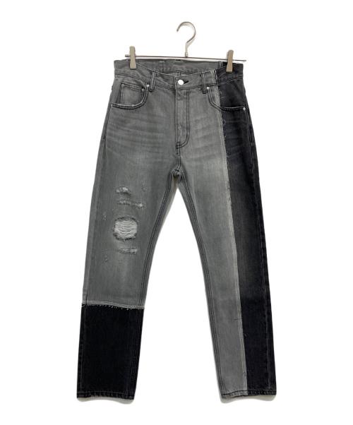 1691（イチロクキューイチ）1691 (イチロクキューイチ) ASYMMETRICAL STRAIGHT DENIM ブラック サイズ:2の古着・服飾アイテム