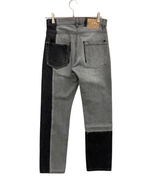 1691（イチロクキューイチ）1691 (イチロクキューイチ) ASYMMETRICAL STRAIGHT DENIM ブラック サイズ:2の古着・服飾アイテム