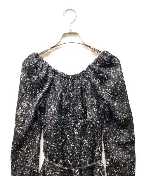 FRAY ID（フレイ アイディー）FRAY ID (フレイ アイディー) クレープサテンプリントワンピース ブラック サイズ:1の古着・服飾アイテム