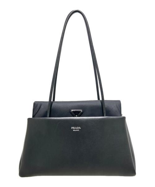 PRADA（プラダ）PRADA (プラダ) パサージュ/トライアングルロゴ ショルダーバッグ/ハンドバッグ/ロングハンドルバッグ ブラックの古着・服飾アイテム