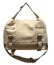 PRADA（プラダ）の古着「キャンバスショルダーバッグ/2VD085_010_F0002_V_OOP」｜デザートベージュ