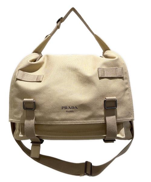 PRADA（プラダ）PRADA (プラダ) キャンバスショルダーバッグ/2VD085_010_F0002_V_OOP デザートベージュの古着・服飾アイテム
