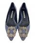 Manolo Blahnik (マノロブラニク) ギンガムチェックフラットパンプス ブルー×ホワイト サイズ: 34 1/2：12000円