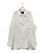 Power Of The White SHIRT Yohji Yamamotoパワーオブザホワイトシャツヨウジヤマモト）の古着「CELLULOSE LAWN OPEN COLLAR RIBBON SHIRT」｜ホワイト