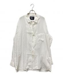 Power Of The White SHIRT Yohji Yamamoto（パワーオブザホワイトシャツヨウジヤマモト）の古着「CELLULOSE LAWN OPEN COLLAR RIBBON SHIRT」｜ホワイト