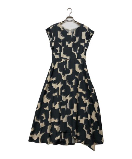 allureville（アルアバイル）allureville (アルアバイル) モダンジオメトリックプリントワンピース グレー サイズ:2の古着・服飾アイテム