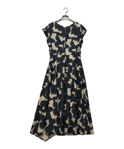 allureville（アルアバイル）allureville (アルアバイル) モダンジオメトリックプリントワンピース グレー サイズ:2の古着・服飾アイテム