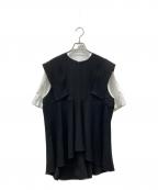 ENFOLDエンフォルド）の古着「SLEEVE-LAYERED PULLOVER」｜ブラック×ホワイト