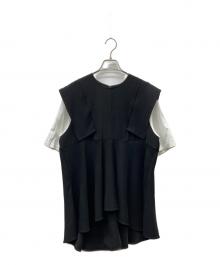 ENFOLD（エンフォルド）の古着「SLEEVE-LAYERED PULLOVER」｜ブラック×ホワイト