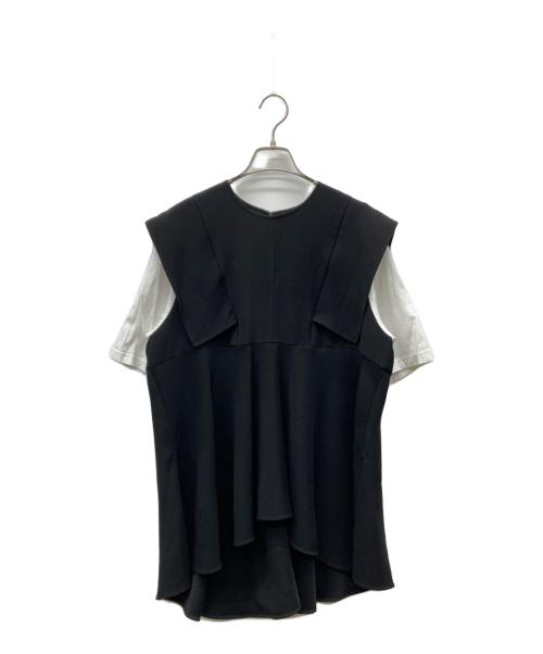 ENFOLD（エンフォルド）ENFOLD (エンフォルド) SLEEVE-LAYERED PULLOVER ブラック×ホワイト サイズ:38の古着・服飾アイテム