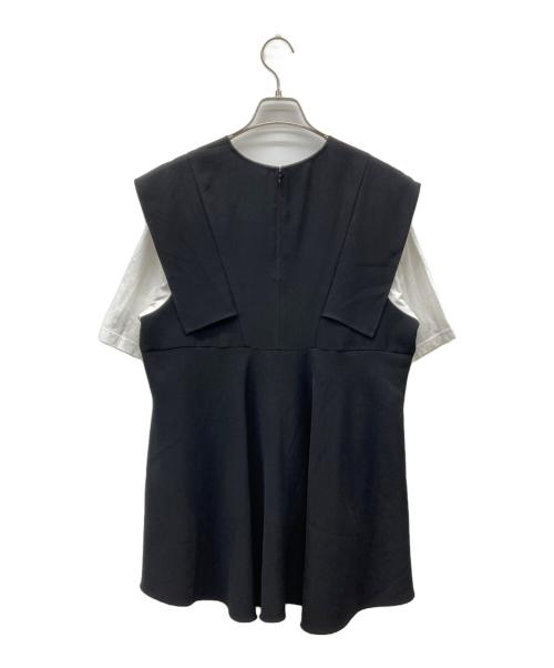 ENFOLD（エンフォルド）ENFOLD (エンフォルド) SLEEVE-LAYERED PULLOVER ブラック×ホワイト サイズ:38の古着・服飾アイテム