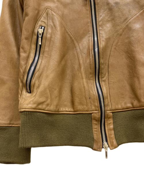 Varde77（バルデセブンティセブン）Varde77 (バルデセブンティセブン) アシメジップレザーブルゾン ブラウン サイズ:Mの古着・服飾アイテム
