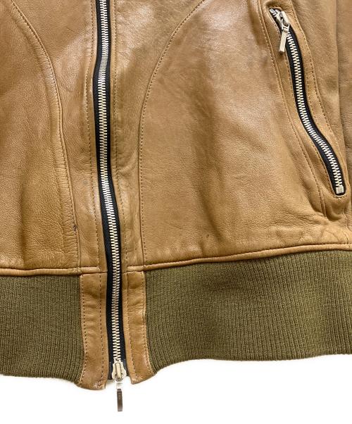 Varde77（バルデセブンティセブン）Varde77 (バルデセブンティセブン) アシメジップレザーブルゾン ブラウン サイズ:Mの古着・服飾アイテム