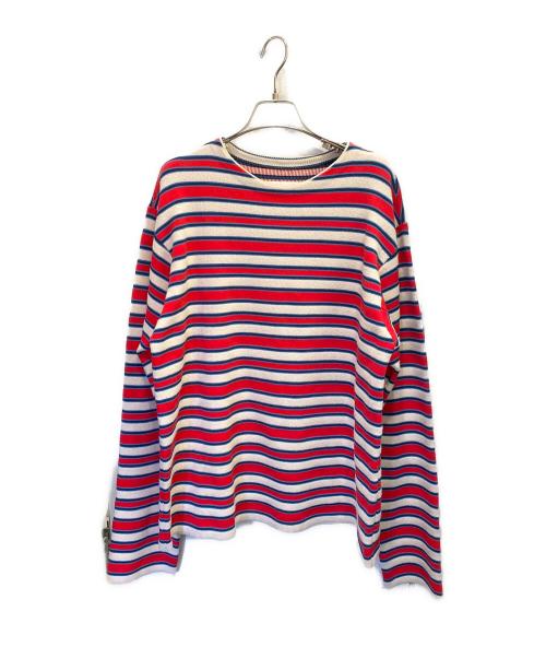 JIL SANDER+（ジルサンダープラス）JIL SANDER+ (ジルサンダープラス) ランダムボーダーカットソー レッド サイズ:48の古着・服飾アイテム