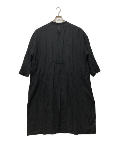 TISSU（ティシュ）TISSU (ティシュ) トリプルワッシャー リネン ロング カーディガン ブラック サイズ:3の古着・服飾アイテム